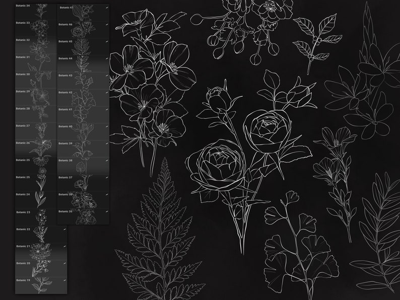 Flower Brushes Procreate, Flower Stamps Procreate, Procreate Brushes - Etsy