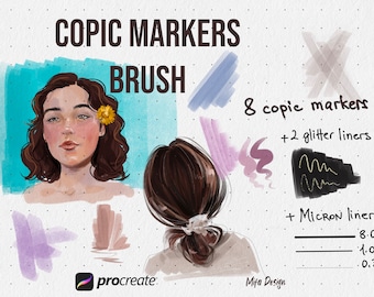 New! Copic markers procreate brushes, alcohol markers procreate, micron procreate, glitter liner procreate