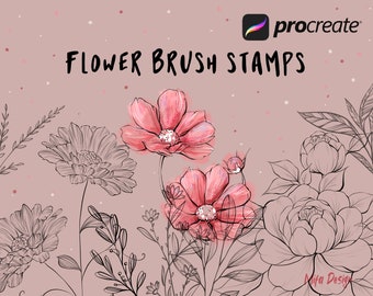 Flower brushes procreate, flower stamps procreate, procreate brushes
