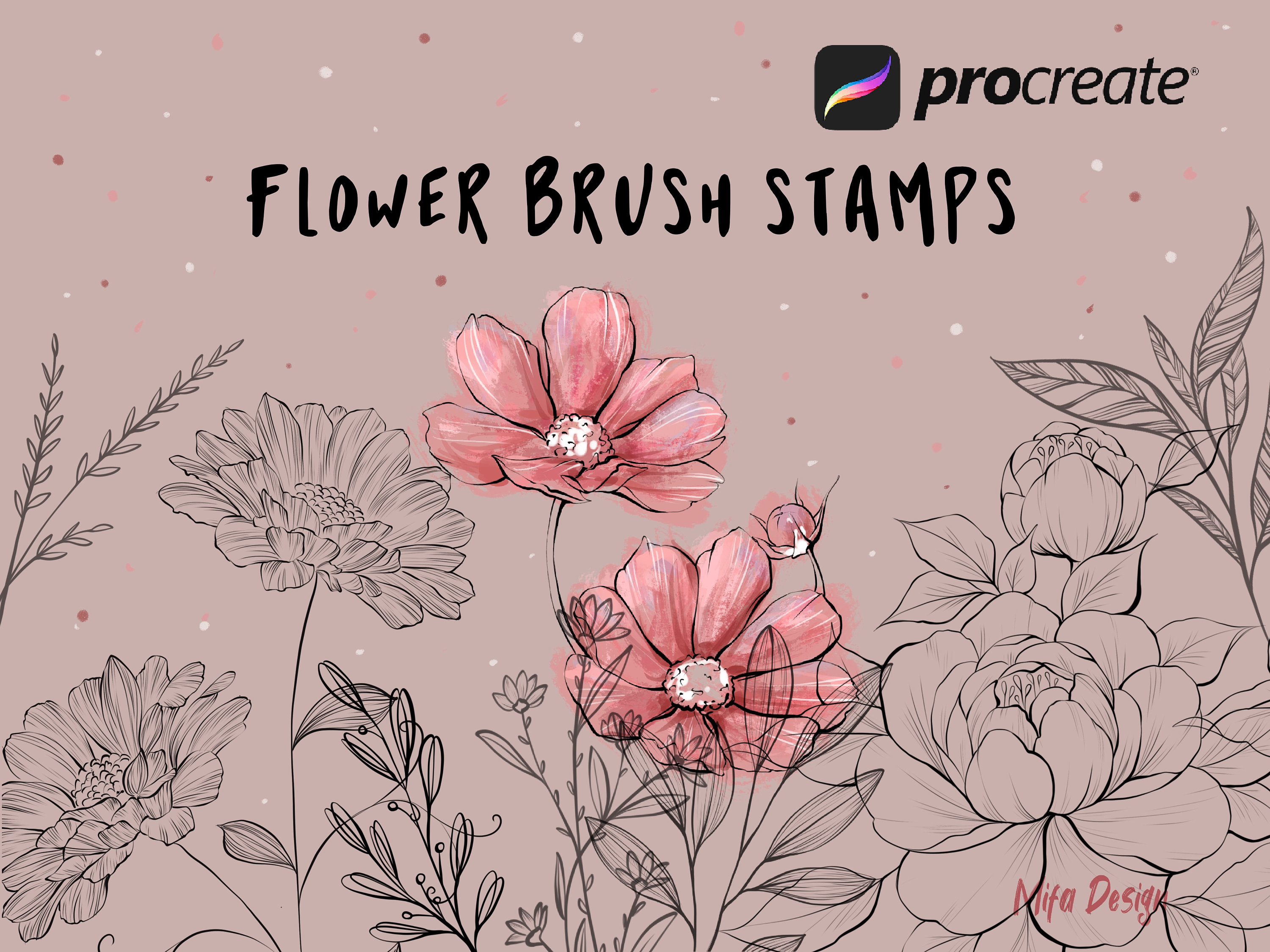 Procreate Flower Brushes & Stamps Set – 47 Floral Stamp Brushes for iPad and Apple Pencil - Image 1
