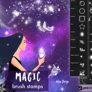 33 pennelli per timbri magici per Procreate, pennelli scintillanti procreate, lighting procreate
