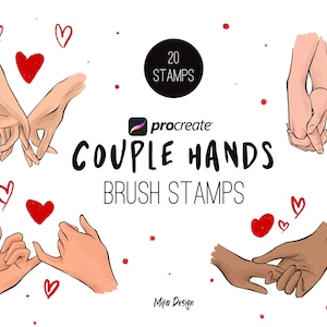 Hand couple stamps procreate brushes, portrait guide procreate brushes, brushes for help drawing portrait, procreate stamps