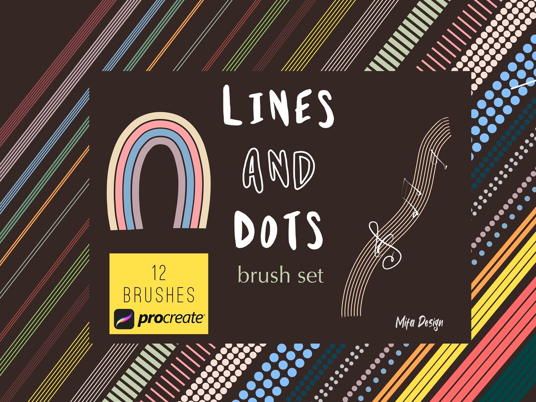Procreate Line and Dots Brush, Line Dot Grid Brush, Polka Dot Brush