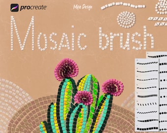 NEW ! 19 mosaic procreate brushes, procreate texture, decorative procreate