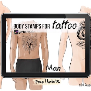 19 man body procreate stamps, tattoo body Procreate brush, man body templates brush stamp procreate
