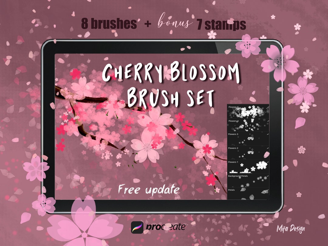 Cherry Blossom Brushes Procreate, Sakura Brushes, Procreate Brushes ...
