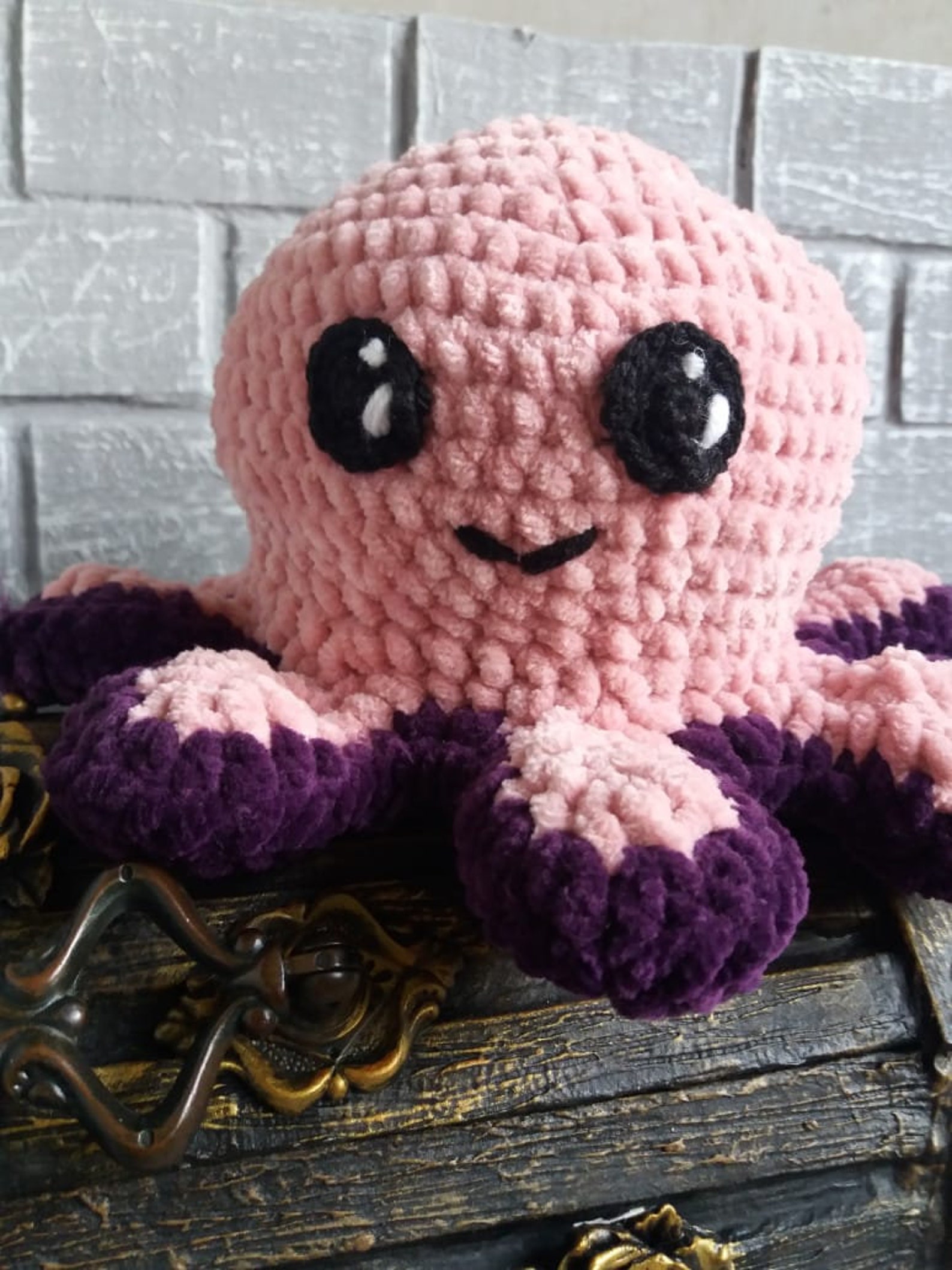 Reversible Octopus Flip Crochet Plush Toy Happy Sad Mood | Etsy