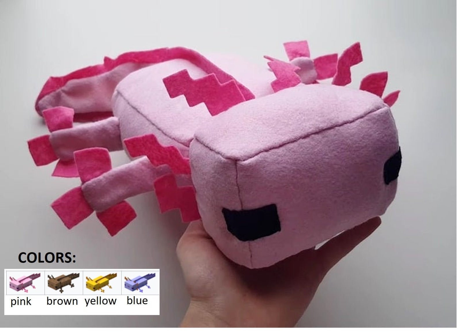 Minecraft Axolotl plush Stuffed animal Minecraft gifts Game Etsy