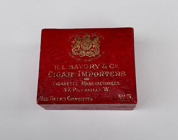 Antique Edwardian Cigar Box H.L Savory & Co Royal Warrant King Edward VII  Circa 1904