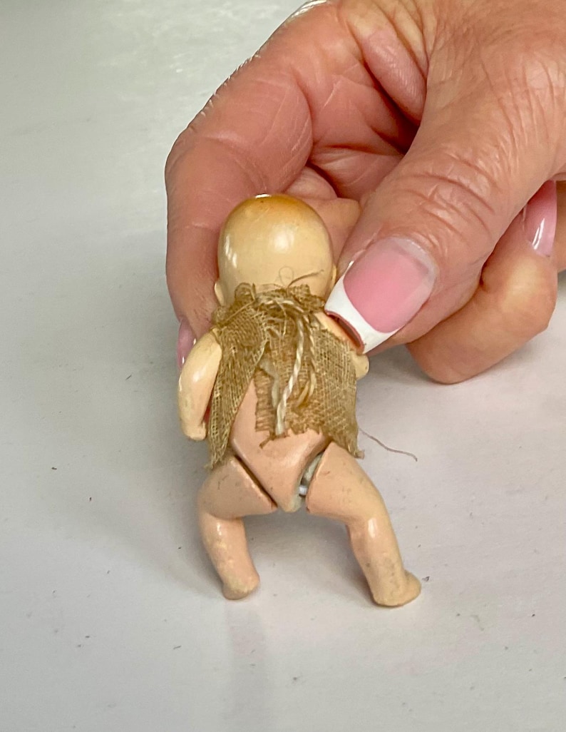 Antique German Miniature Baby Doll - Composition Material - Jointed Arms & Legs - Circa 1910-1930 image 9