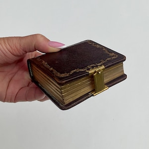 Antico album fotografico personale in miniatura in pelle francese Carte De Visite Fotografie originali del 1880 circa