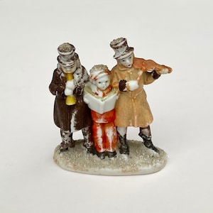 Original Antique German Bisque Christmas Cake Topper, Carol Singers Ceramic Ornament Circa 1900’s