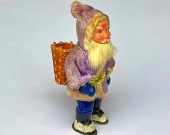 Antique German Belsnickle Santa Purple (Lavender) Robe, Christmas Candy Container Circa 1890’s