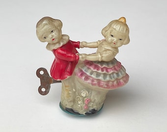 Vintage Japanese Wind Up Celluloid Toy Girl and Boy Dancing Circa 1950’s