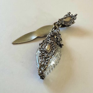 Antique Chatelaine Perfume Bottle Caged Crystal Circa 1870’s