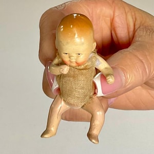 Antique German Miniature Baby Doll - Composition Material - Jointed Arms & Legs - Circa 1910-1930 image 2