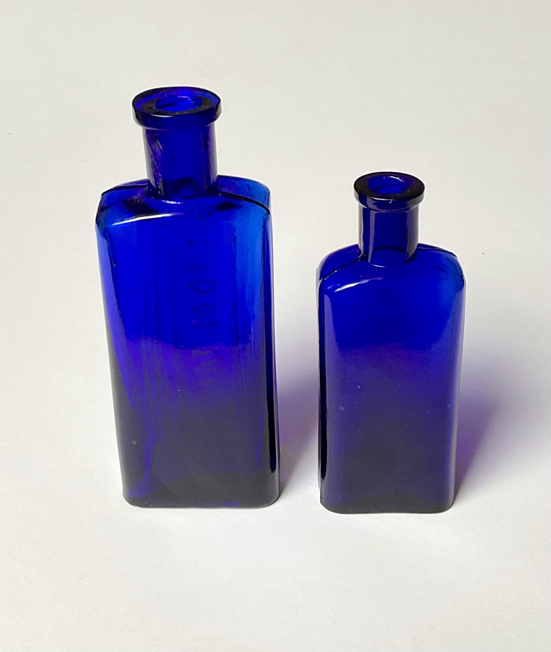 Two antique cobalt blue poison bottles 2 ounce and 4 ounce etsy