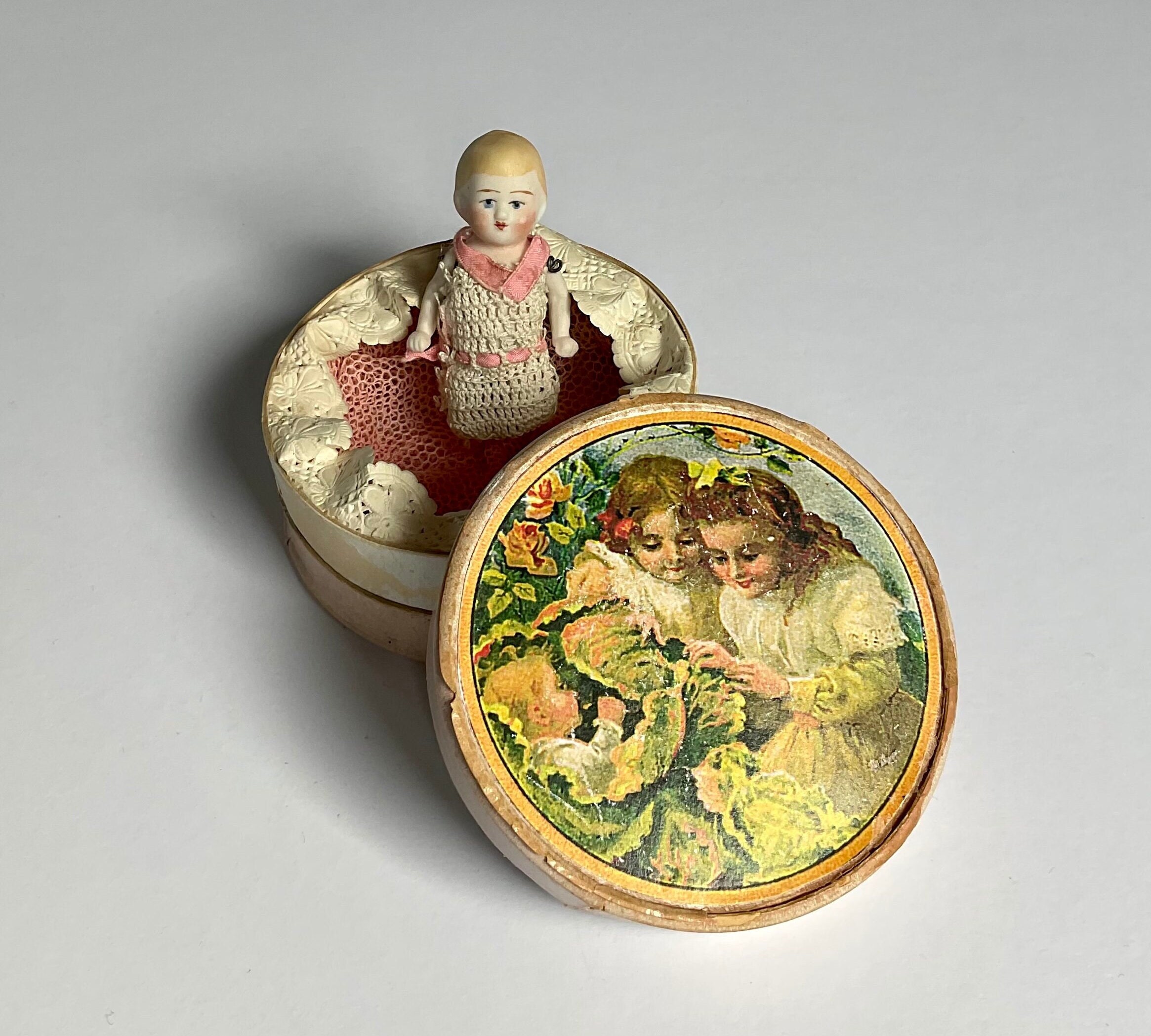 Antique German Miniature Bisque Doll With Pin Jointed Arms and Legs in