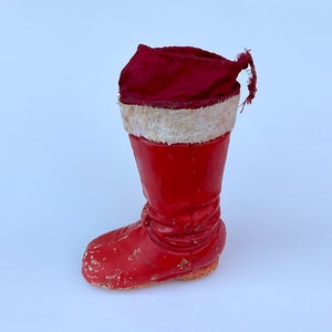Vintage German Paper mache Christmas Santa Claus Candy Container Boot Circa 1930’s