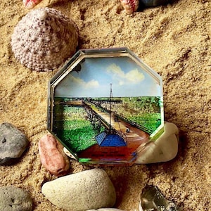 Victorian Antique Paper weight a Colourful Souvenir of the Pier at Weston Super Mare Aquarium Exterior Circa 1880’s
