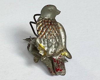 Antique German Christmas Tree Tin Candle Clip in the form of a Parrot, Early Candle Holder Circa 1890’s