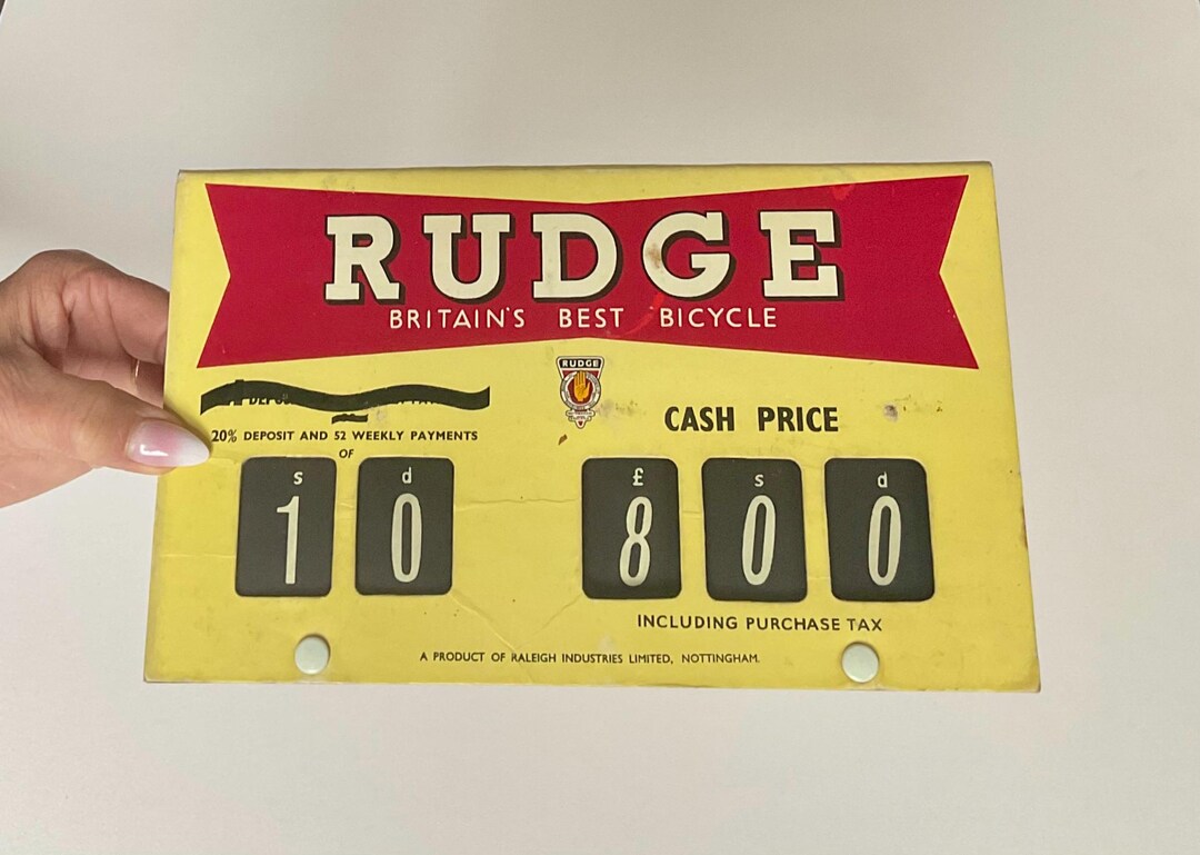 Vintage Raleigh Rudge Bicycle Advertising Calculator Shop Sign Circa ...