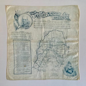 Originales Taschentuch aus dem 2. Burenkrieg *Absent Minded Beggar* Lord Roberts Daily Mirror Karte von Südafrika & Gedicht von Kipling um 1899