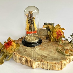 Antique Black Madonna Reliquary: 1850s Tragacanth Monastery Art