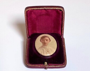 Edwardian Pocket Framing Case mit Celluloid Plaque Portrait, WW1 Services Fotografie U.S.A Studios London Provinz 1914