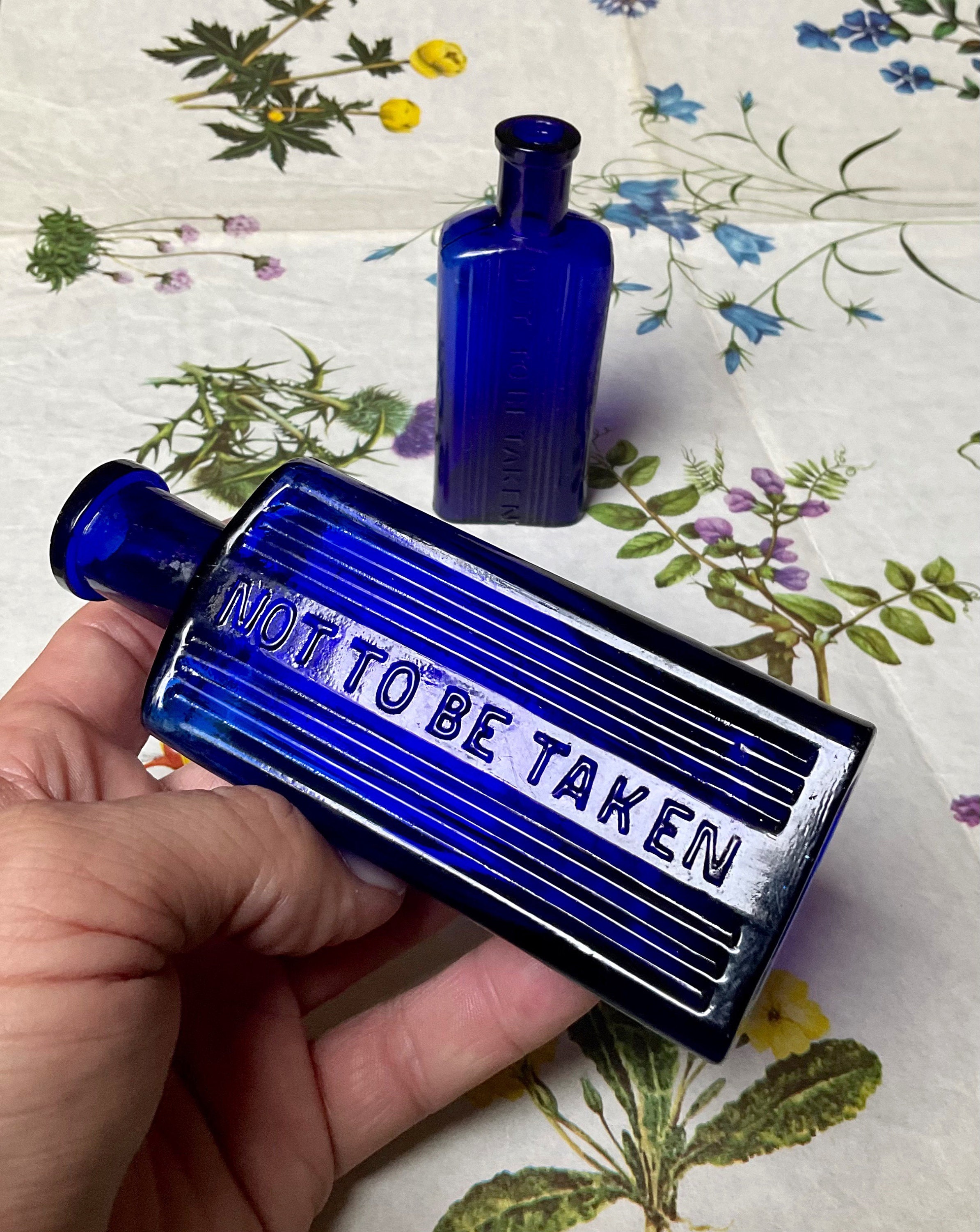Two antique cobalt blue poison bottles 2 ounce and 4 ounce etsy