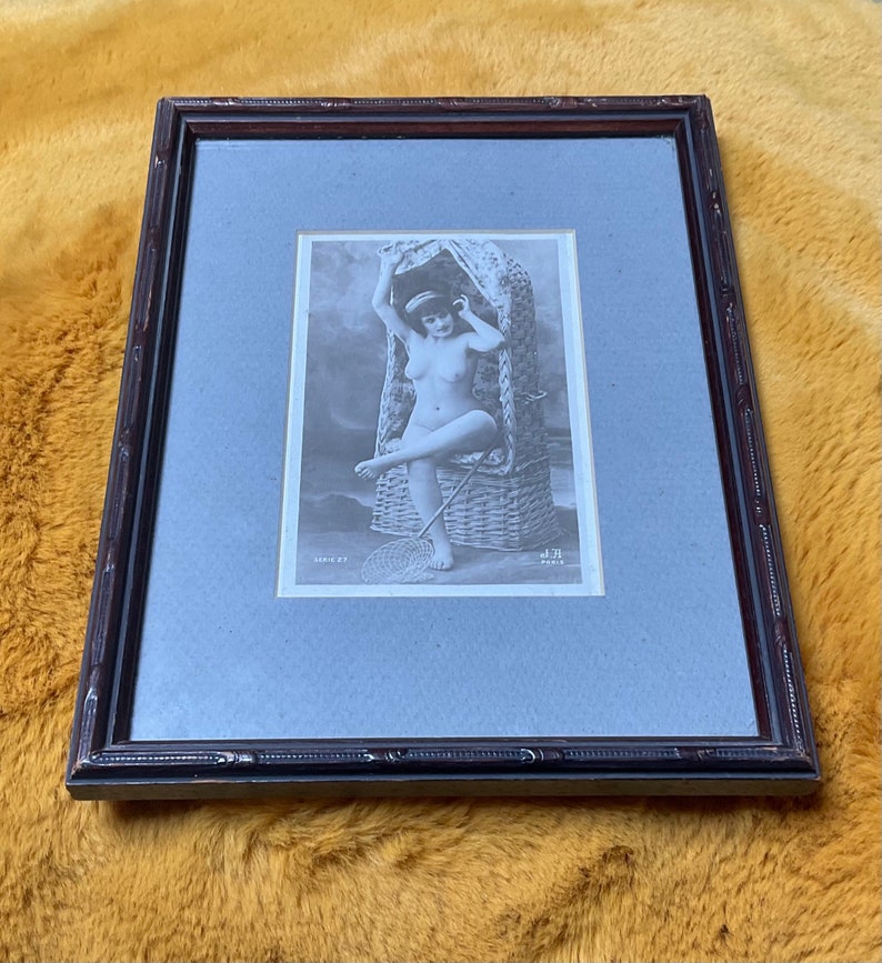Original 1900s Antique French Erotica Nudes Framed Set of 3 Real