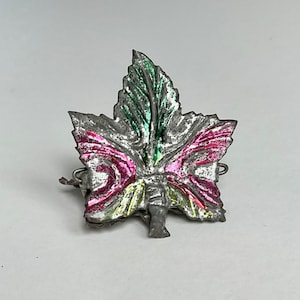 Antique German Christmas Tree Tin Candle Holder, Figural Butterfly Ornament Circa 1890’s