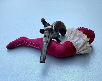 Victorian Antique Novelty Pin Cushion in the form of a Burlesque Ladies Leg Circa 1890’s