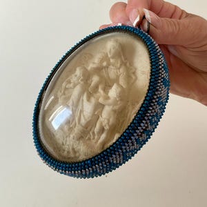 19th Century French Meerschaum Religious Devotional Icon, Virgin Mary with Child Jesus (Souvenir De Vichy)