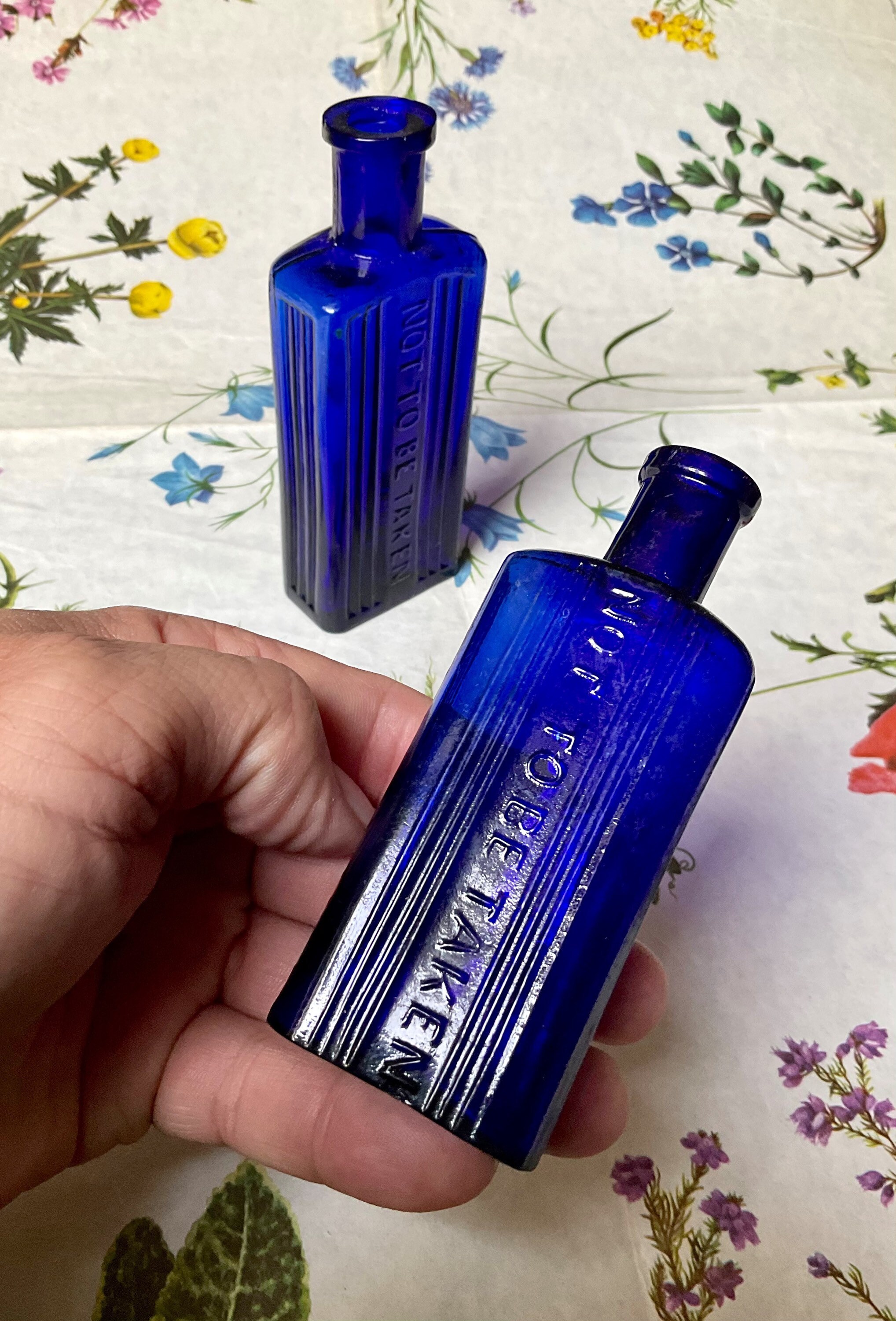 Two antique cobalt blue poison bottles 2 ounce and 4 ounce etsy