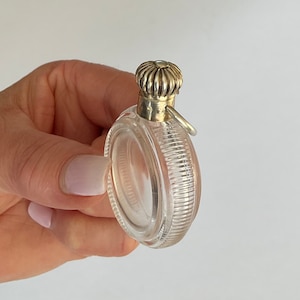 Antique French Chatelaine Scent Bottle: Silver Topped Cut Glass, Circa 1890s