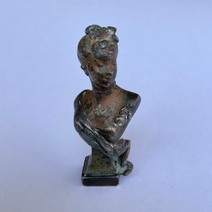 Antique Bronze Wax Seal, Modernist Bust of a Woman in a Head Dress Circa 1920’s