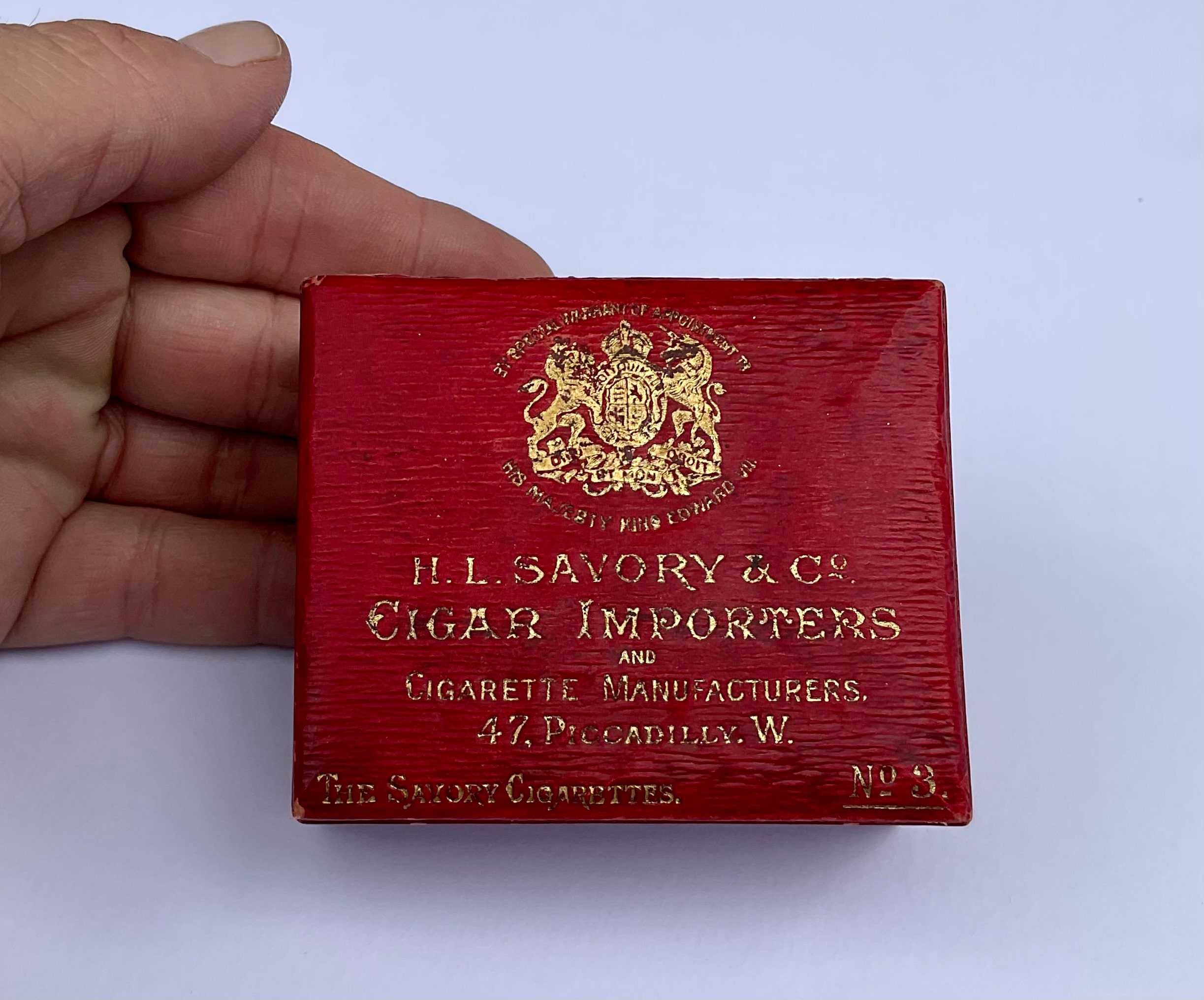royal warrant cigarettes Antique Edwardian Cigar Box H.L Savory & Co Royal Warrant King Edward VII  Circa 1904