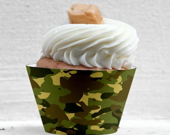 Camouflage Cupcake Wrappers Printable