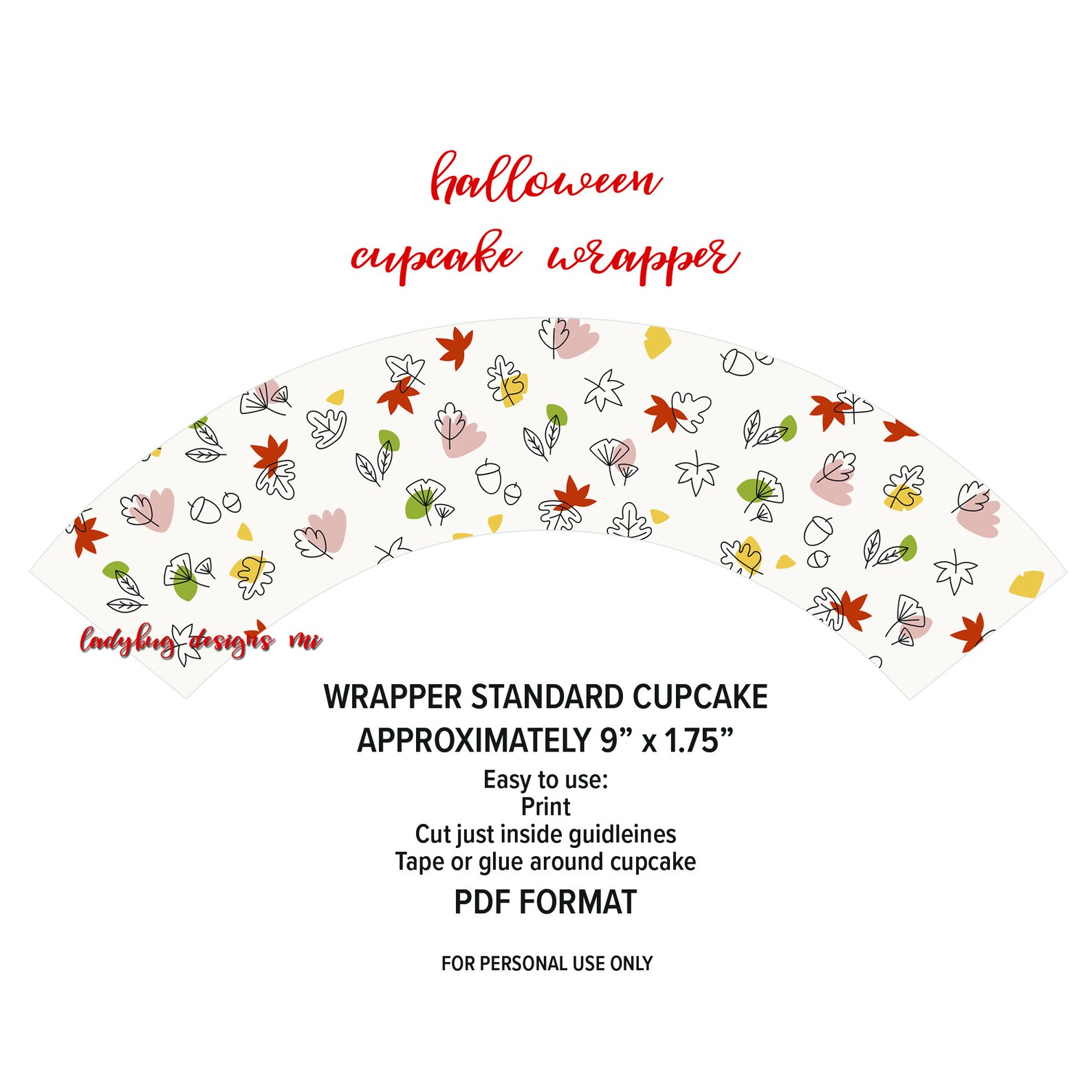 Fall Cupcake Wrappers Printable Instant Download Pdf Etsy