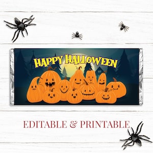 Emballages de barres chocolatées d&#39;Halloween : des cadeaux pour une fête (téléchargement instantané)