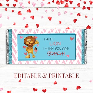 Kids Valentines Candy Bar Wrappers, Hershey chocolate bar, Classroom Candy Labels, Digital PDF Valentine&#39;s Day, Treat Wraps Decor Download