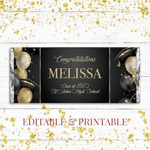 Graduation Candy Bar Wrapper, Graduation Party Favor, Candy Bar Wrappers, Chocolate Wrapper, Instant Download, Editable Template