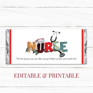 Krankenschwestern Wertschätzung Candy Bar Wrappers, Krankenschwester Geschenk, bearbeitbare Vorlage, Rn Danke, Geschenk für medizinisches Personal, Krankenpflege Student, Sofortiger Download