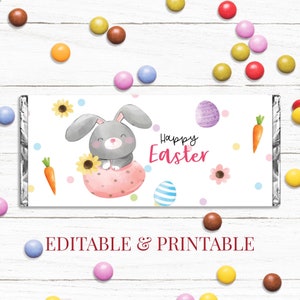 Easter Bunny Candy Bar Wrappers: Printable Party Favors (Instant Download)