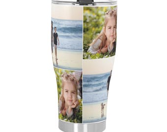 Personalized Photo Travel Mug – 30oz Stainless Steel, Spill-Proof Lid