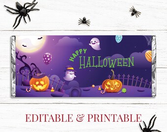 Halloween Candy Bar Wrapper: School Party Favor Printable (Instant Download)