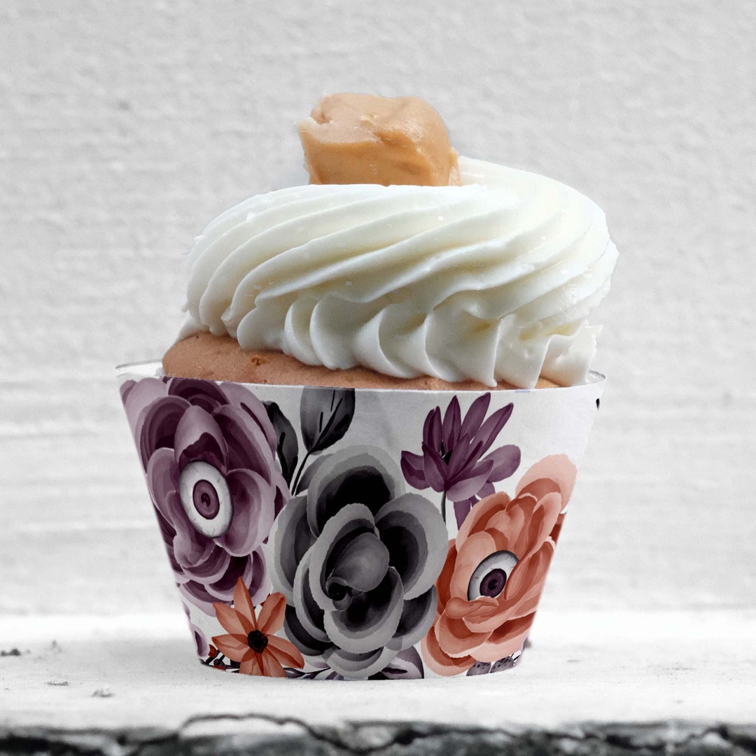Printable Coffin Floral Cupcake Wrappers Halloween Wrapper Gothic ...