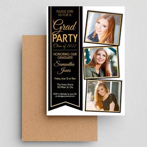 Modern Graduation Party Invitation: Photo Collage (Instant Download)