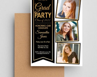 Graduation Invitation, Graduation Party, Modern Graduation Announcement, Instant Download, Modern Graduation Party Invite, College Graduate